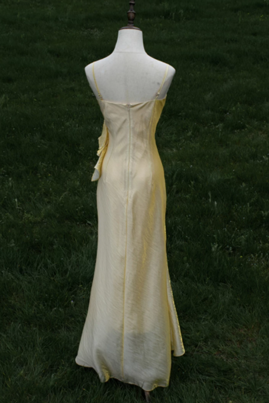 Light gold Shimmer Spaghetti Strap Mermaid Formal Dress with 3D Flower L020