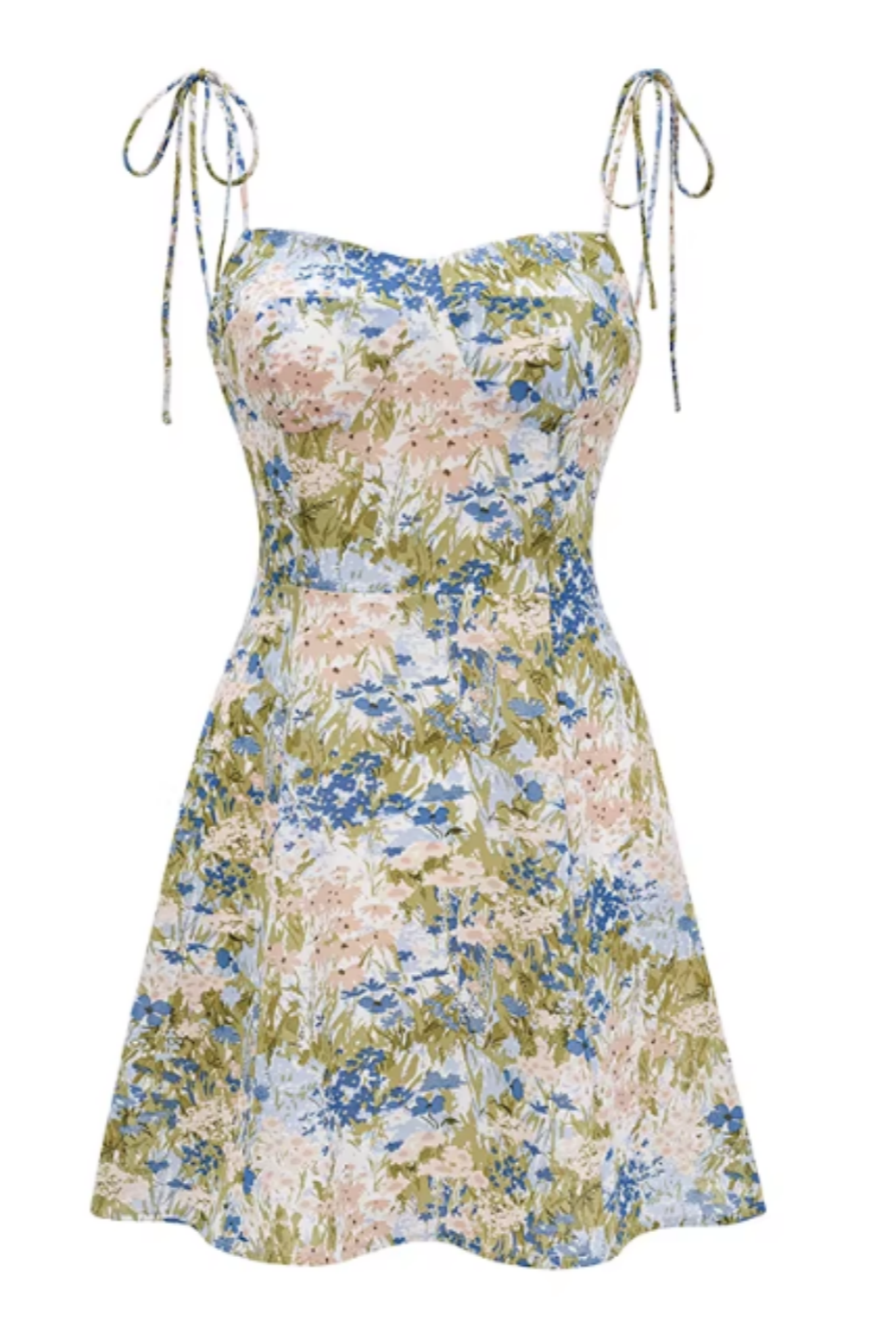 Französisches Sommerkleid im Retro-Stil für Damen, bedrucktes A-Linien-Minikleid mit Spaghettiträgern, schmal geschnitten und tailliert 002