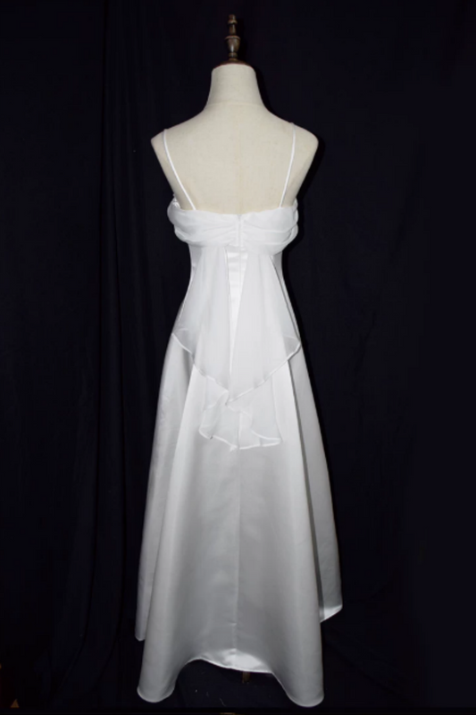 White Spaghetti Strap A Line Formal Dress L028
