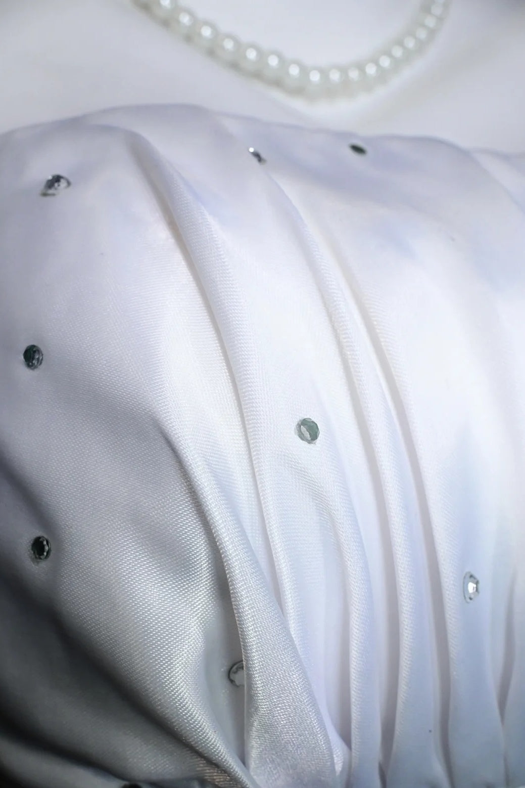 White Strapless Satin Mini Dress Crystal Ruched Bubble Dress F0248