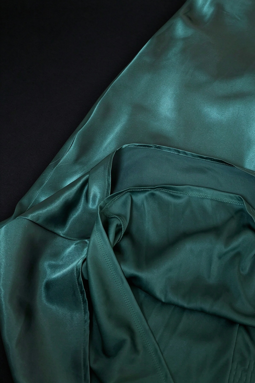 Dark Green Satin Tie Strap Sweetheart Cutout Long Evening Dress F0522