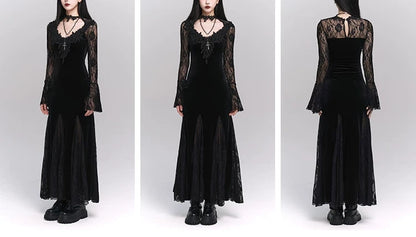 Gothic Velvet Mermaid Long Evening Dress F0499