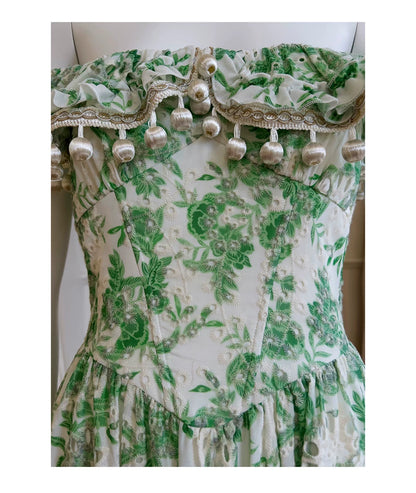 Green Floral Midi Party Dress F0448
