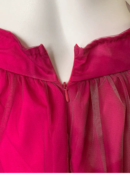 Hot Pink Spaghetti Strap Cutout Tulle Long Prom Dress F0470