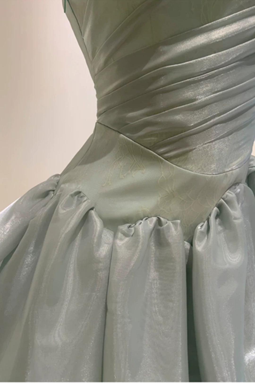 Mint Green Spaghetti Strap Tiered Long Prom Dress Lace Up Back Formal Gown F0429