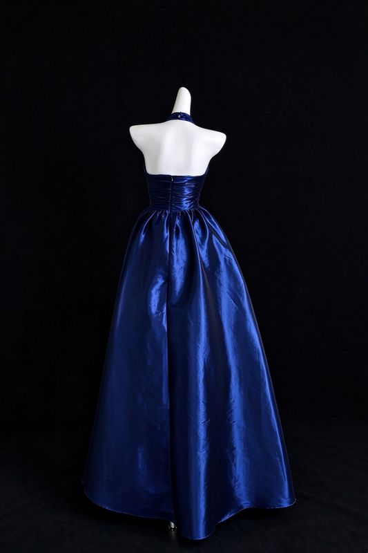 Navy Blue Halter A-Line Formal Evening Dress  F0532