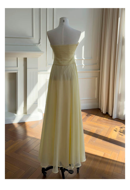 Strapless Chiffon Bridesmaid Maxi Dress  F0437