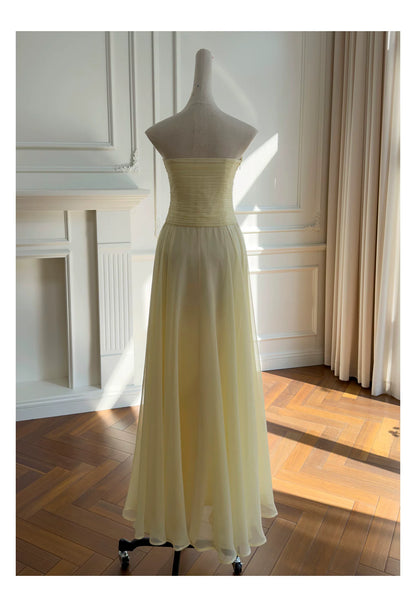 Strapless Chiffon Bridesmaid Maxi Dress  F0437