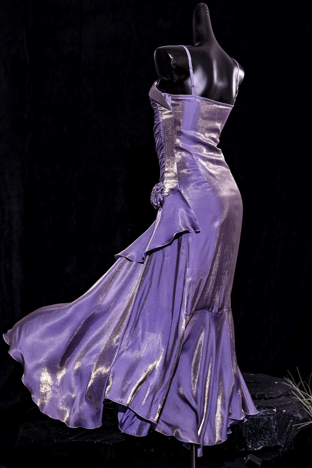 Spaghetti Strap Mermaid Formal Dress, 3D Floral Ruffled Gown for Party F0121