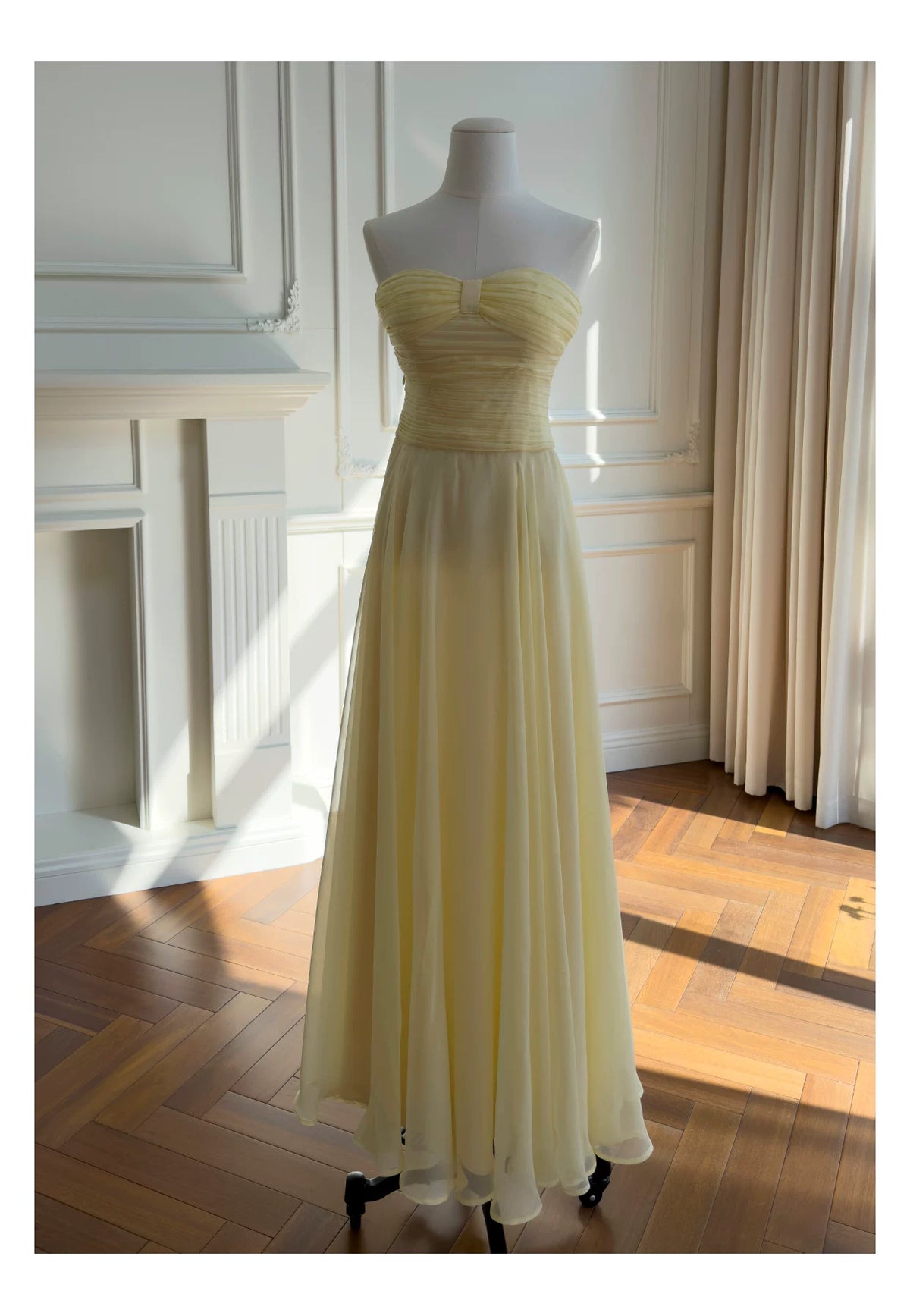 Strapless Chiffon Bridesmaid Maxi Dress  F0437