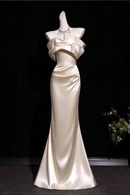 Off The Shoulder Satin Mermaid Evening Dress F0449