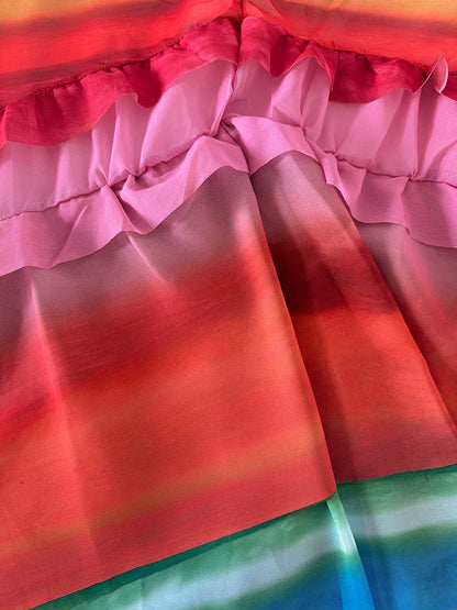 Rainbow Gradient Spaghetti Strap Maxi Evening Dress F0493