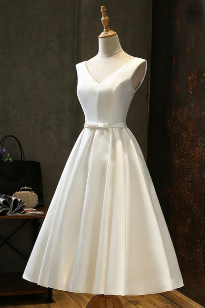 white satin midi dress side full view