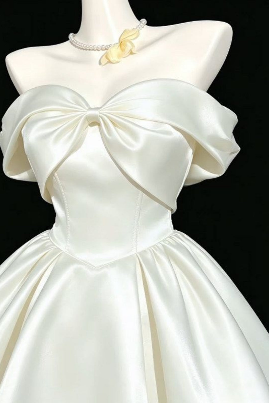 Satin Bow Strapless Short Puff Dress Cocktail Gown F0200