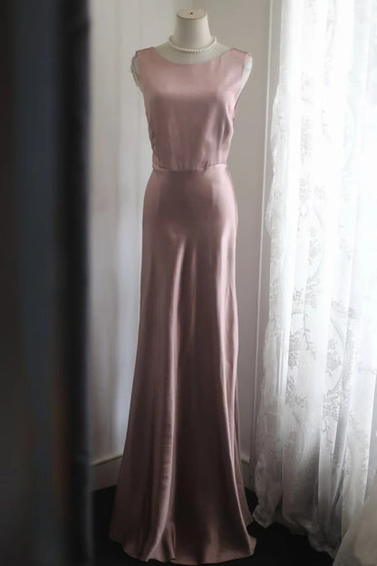 Sleeveless Cowl Back Satin Mermaid Maxi Formal Dress F0531