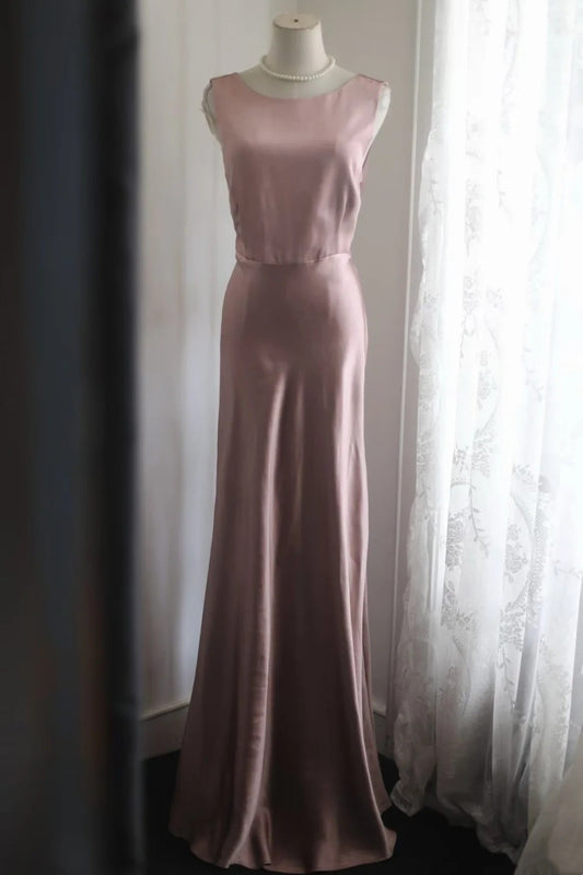 Sleeveless Cowl Back Satin Mermaid Maxi Formal Dress F0531