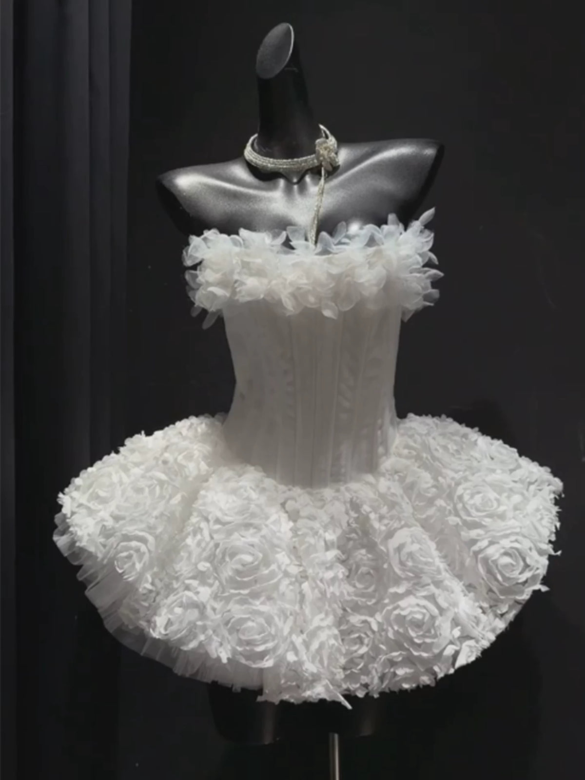 Strapless 3D Floral Corset Mini Homecoming Dress F0314