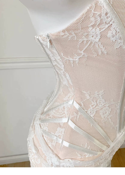 Strapless Lace Corset Mermaid Formal Dress F0450