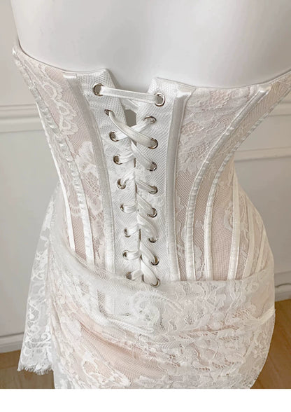Strapless Lace Corset Mermaid Formal Dress F0450