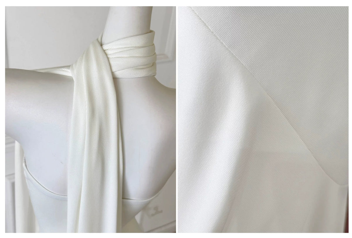 White Strapless Mermaid Evening Gown With Detachable Cape F0466