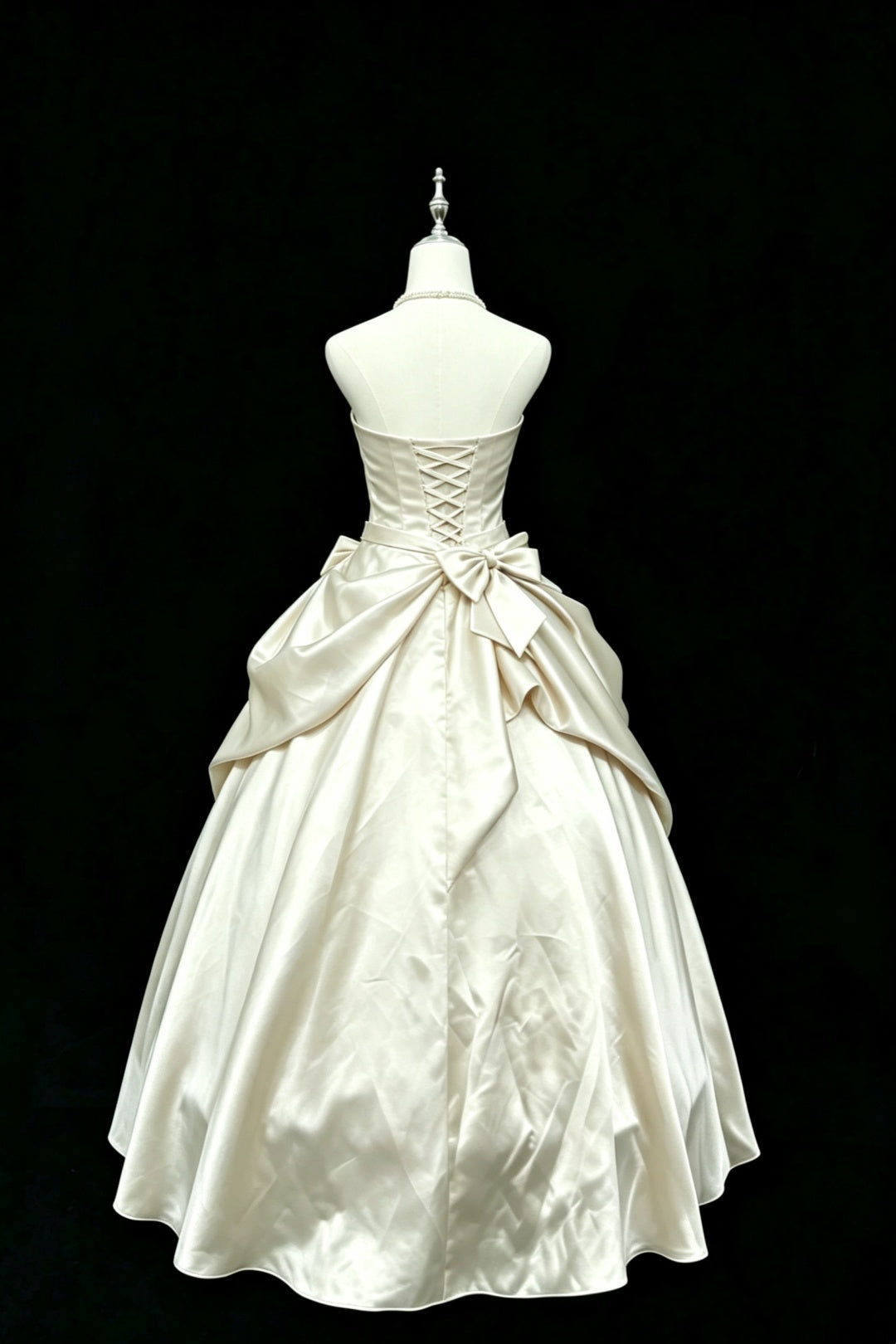 （Proprietary Color）Quinceanera Dress Satin Strapless Ball Gown With Rhinestone Belt Big Bow Formal Princess Dress F004